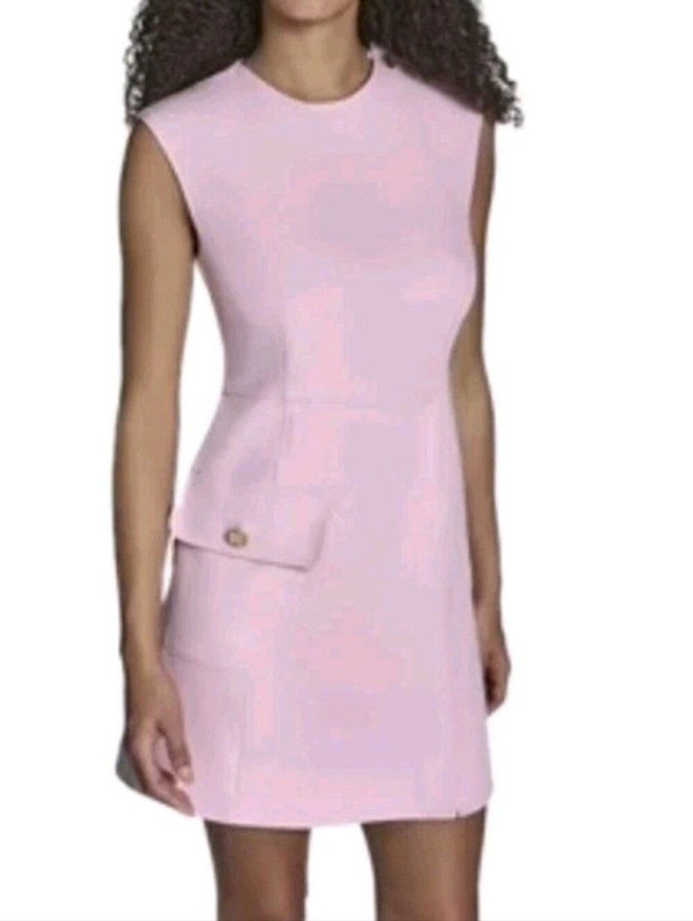 BCBG Pale Lilac Iconic Stretch Asymmetric Sleeves Dress Msrp $109